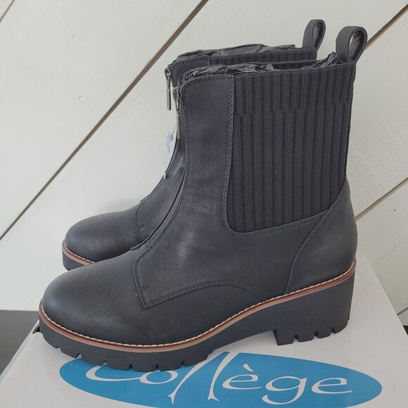 NEW AQUA COLLEGE WOMENS DREAM ZIP BOOTIES BLACK NUBUCK 10M - Picture 2 of 11